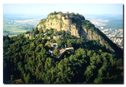 The Hohentwiel is the remaining of an old volcano. The Hegau region is famous for these steep hills